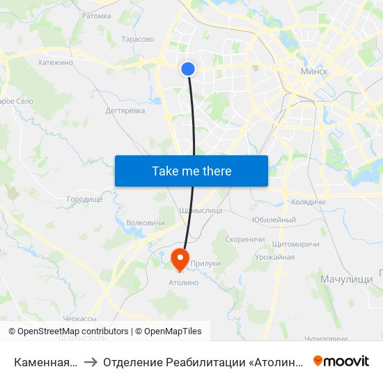 Каменная Горка to Отделение Реабилитации «Атолинской Больницы» map