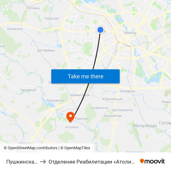 Пушкинская Ст.М. to Отделение Реабилитации «Атолинской Больницы» map