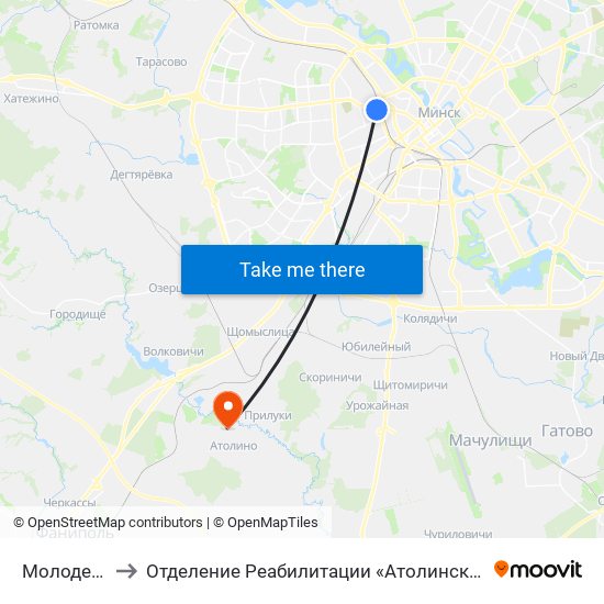 Молодежная to Отделение Реабилитации «Атолинской Больницы» map