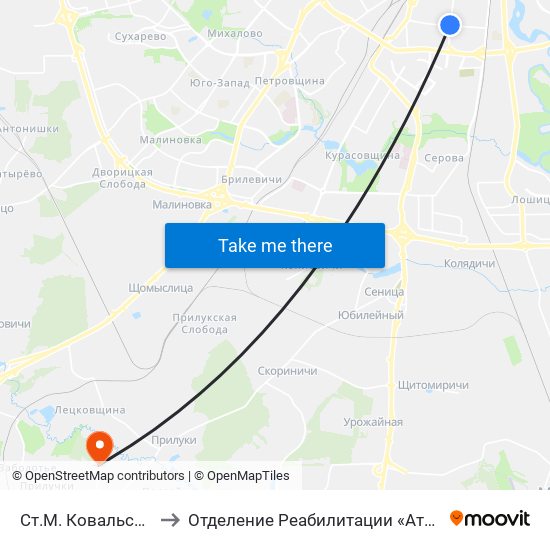 Ст.М. Ковальская Слобода to Отделение Реабилитации «Атолинской Больницы» map