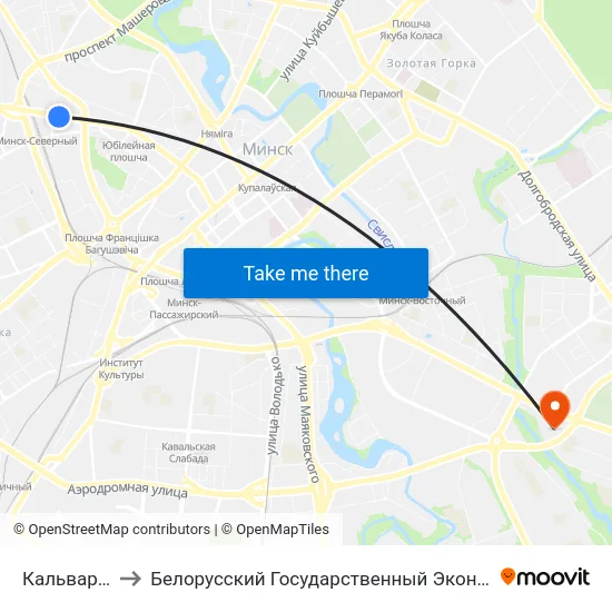 Кальварыйская to Белорусский Государственный Экономический Университет map