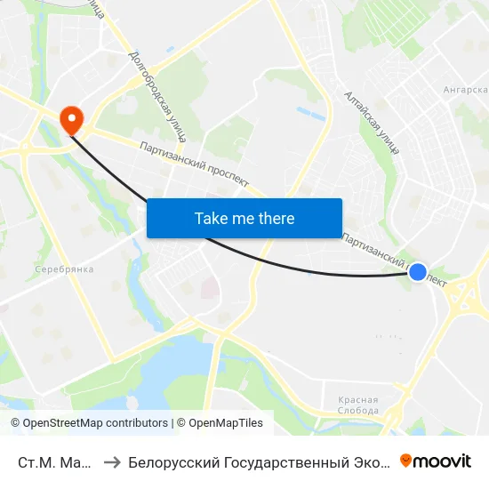 Ст.М. Магілёўская to Белорусский Государственный Экономический Университет map