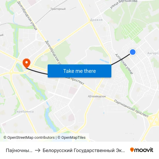 Паўночны Пасёлак to Белорусский Государственный Экономический Университет map