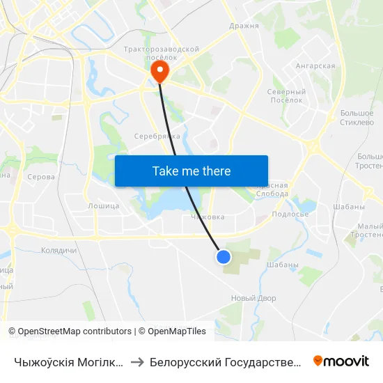 Чыжоўскія Могілкі (Чижовское Кладбище) to Белорусский Государственный Экономический Университет map