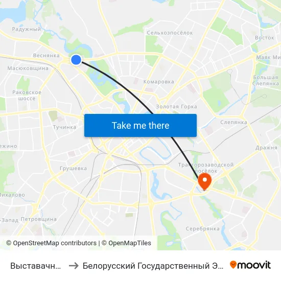 Выставачны Комплекс to Белорусский Государственный Экономический Университет map