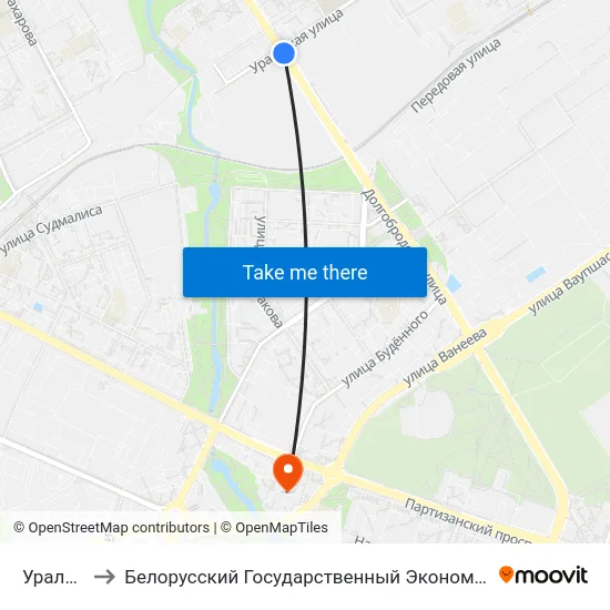 Уральская to Белорусский Государственный Экономический Университет map