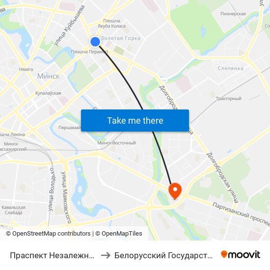 Праспект Незалежнасці (Проспект Независимости) to Белорусский Государственный Экономический Университет map