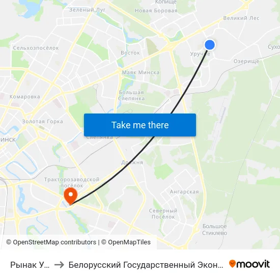 Рынак Уручча-3 to Белорусский Государственный Экономический Университет map