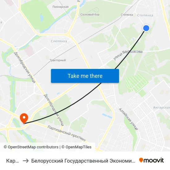 Карвата to Белорусский Государственный Экономический Университет map