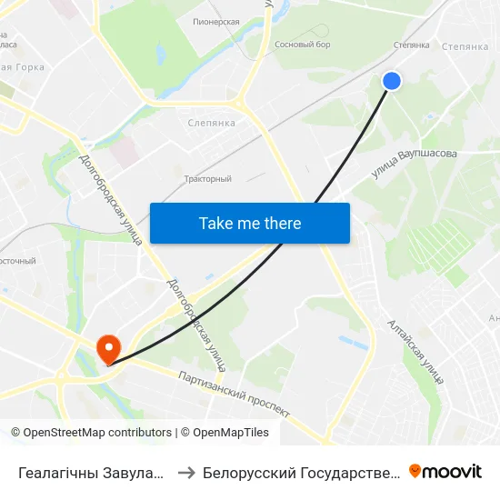 Геалагічны Завулак (Геологический Переулок) to Белорусский Государственный Экономический Университет map