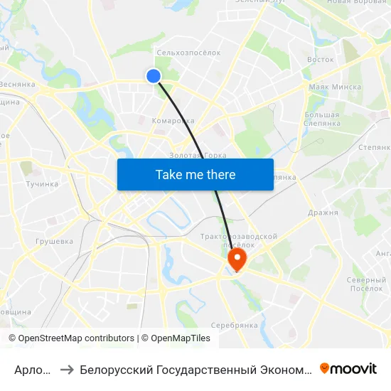 Арлоўская to Белорусский Государственный Экономический Университет map