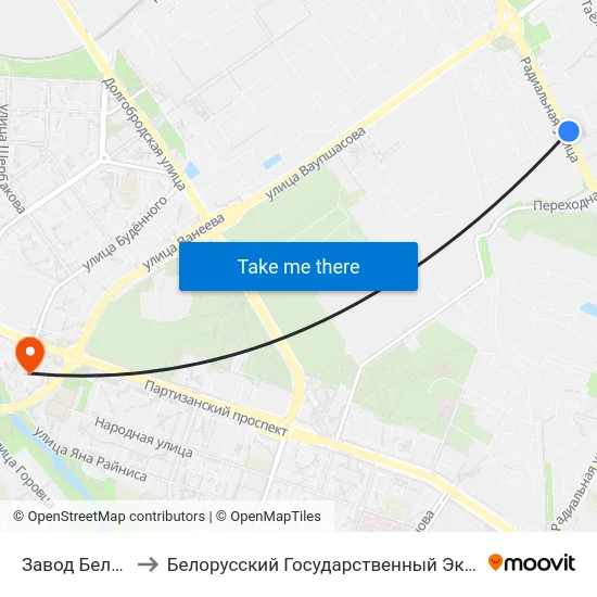 Завод Белкамунмаш to Белорусский Государственный Экономический Университет map