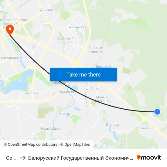Сосны to Белорусский Государственный Экономический Университет map