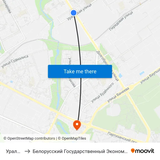 Уральская to Белорусский Государственный Экономический Университет map