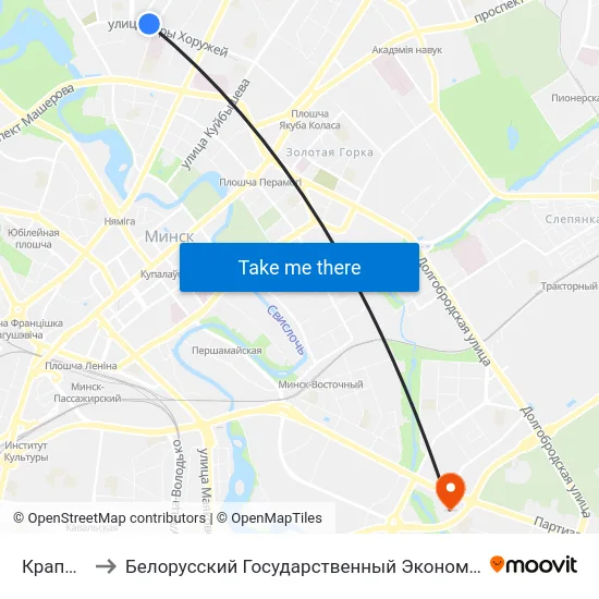 Крапоткіна to Белорусский Государственный Экономический Университет map