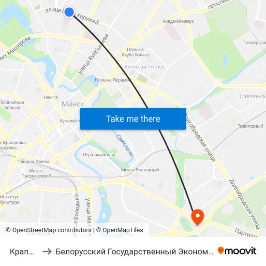 Крапоткіна to Белорусский Государственный Экономический Университет map