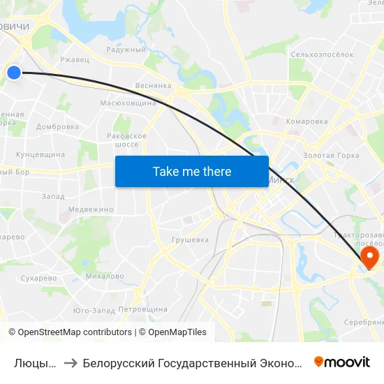 Люцынская to Белорусский Государственный Экономический Университет map