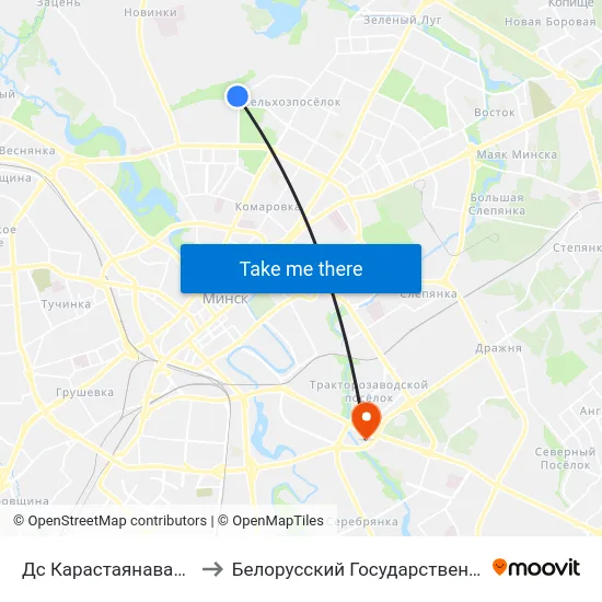Дс Карастаянавай (Высадка Пасажыраў) to Белорусский Государственный Экономический Университет map