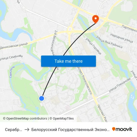 Серабранка-9 to Белорусский Государственный Экономический Университет map