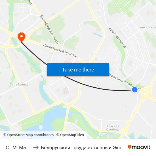 Ст.М. Магілёўская to Белорусский Государственный Экономический Университет map