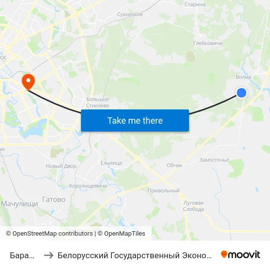 Барамзіной to Белорусский Государственный Экономический Университет map