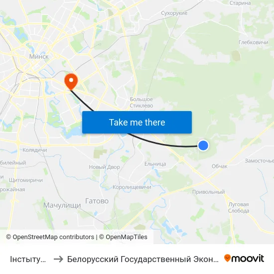 Інстытут Сосны to Белорусский Государственный Экономический Университет map