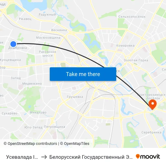 Усевалада Ігнатоўскага to Белорусский Государственный Экономический Университет map