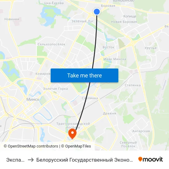 Экспацэнтр to Белорусский Государственный Экономический Университет map