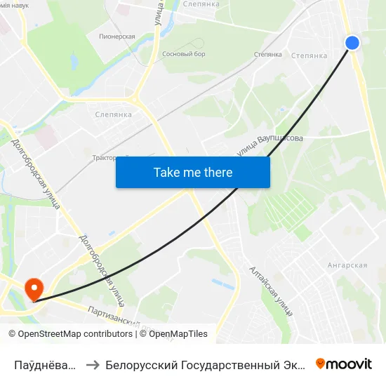 Паўднёвая (Южная) to Белорусский Государственный Экономический Университет map