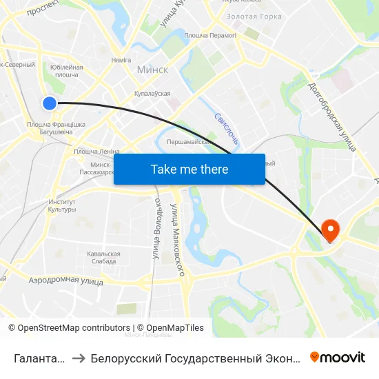 Галантарэйная to Белорусский Государственный Экономический Университет map