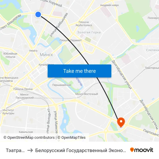 Тэатральная to Белорусский Государственный Экономический Университет map