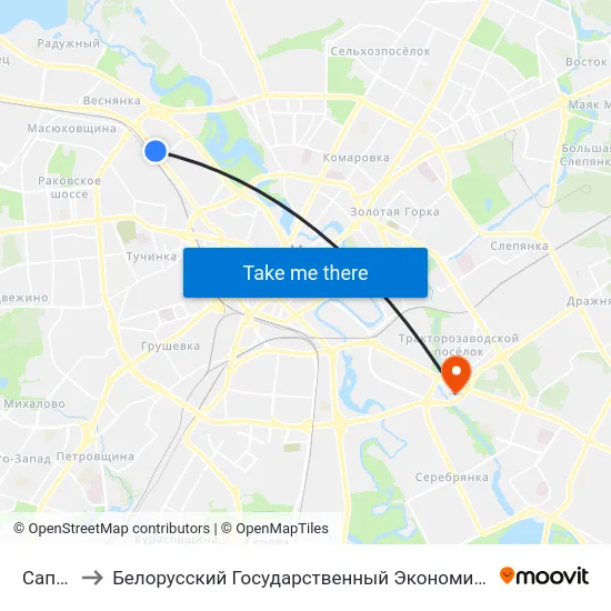 Сапёраў to Белорусский Государственный Экономический Университет map