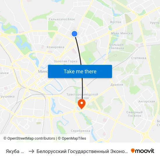 Якуба Коласа to Белорусский Государственный Экономический Университет map