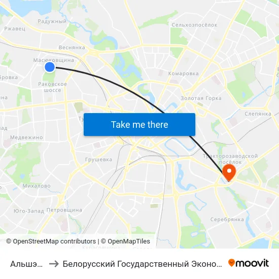 Альшэўскага to Белорусский Государственный Экономический Университет map
