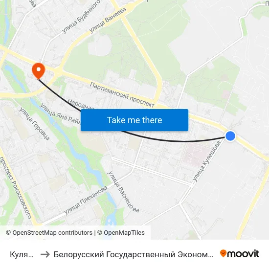 Куляшова to Белорусский Государственный Экономический Университет map
