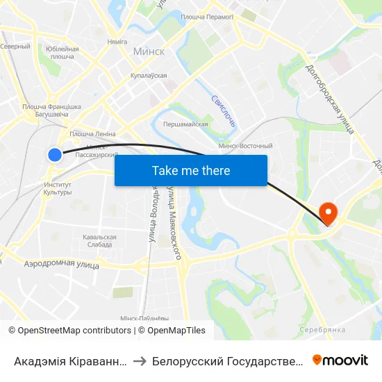Акадэмія Кіравання (Академия Управления) to Белорусский Государственный Экономический Университет map