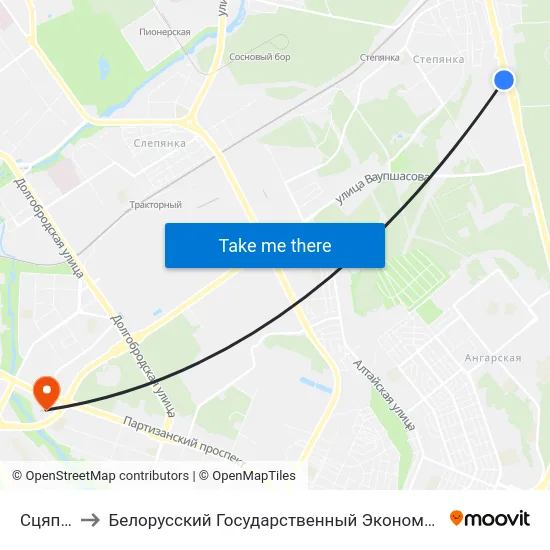 Сцяпянка to Белорусский Государственный Экономический Университет map
