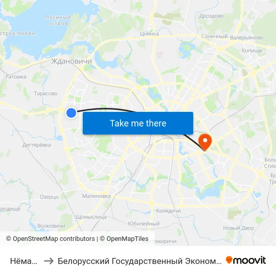 Нёманская to Белорусский Государственный Экономический Университет map