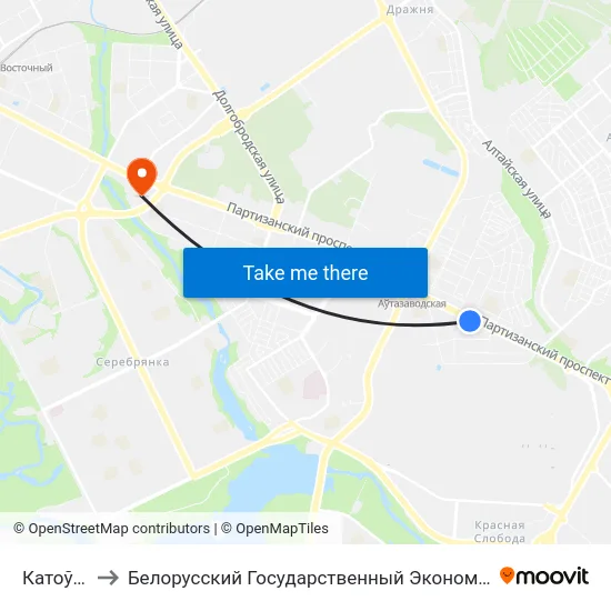Катоўскага to Белорусский Государственный Экономический Университет map