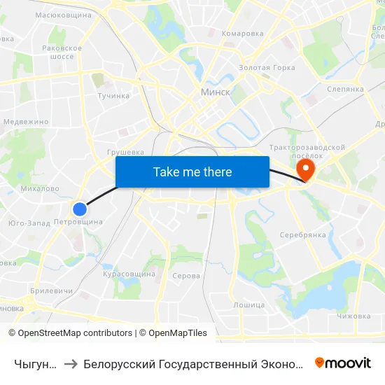 Чыгуначная to Белорусский Государственный Экономический Университет map