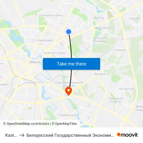 Калініна to Белорусский Государственный Экономический Университет map