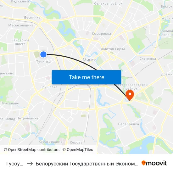 Гусоўскага to Белорусский Государственный Экономический Университет map