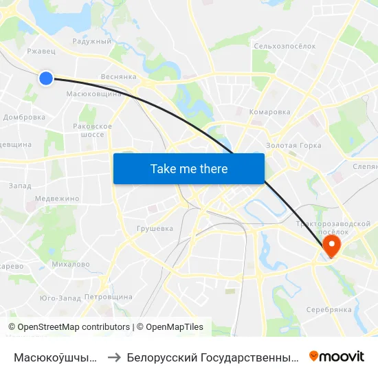 Масюкоўшчына (Аўтастаянка) to Белорусский Государственный Экономический Университет map