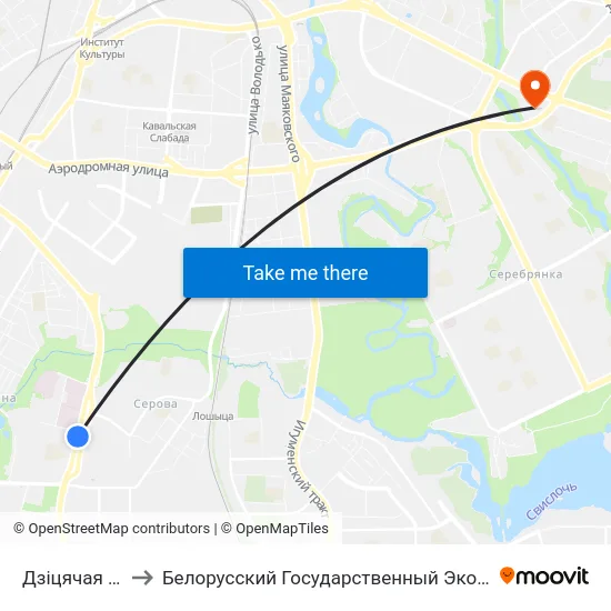 Дзіцячая Бальніца to Белорусский Государственный Экономический Университет map