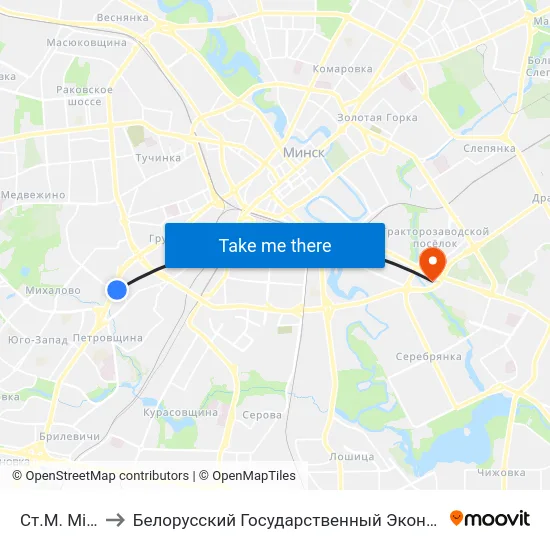 Ст.М. Міхалова to Белорусский Государственный Экономический Университет map