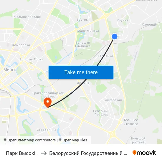 Парк Высокіх Тэхналогій to Белорусский Государственный Экономический Университет map