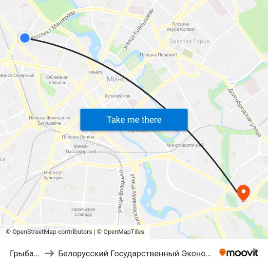 Грыбаедава to Белорусский Государственный Экономический Университет map