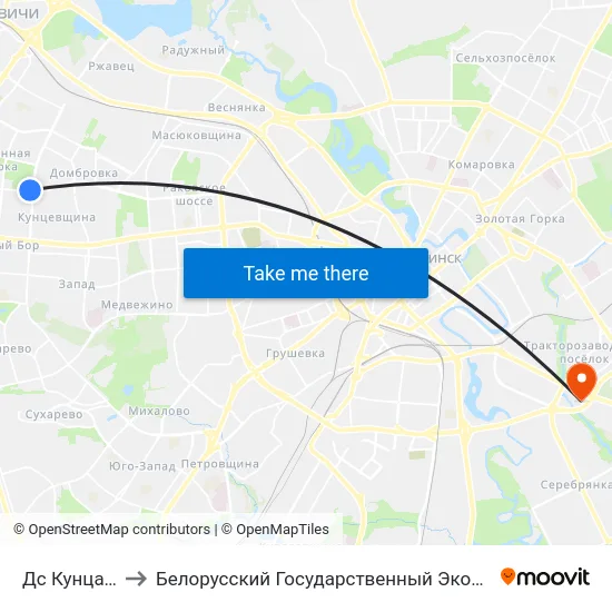 Дс Кунцаўшчына to Белорусский Государственный Экономический Университет map
