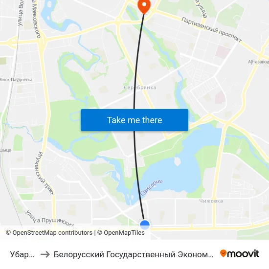Убарэвіча to Белорусский Государственный Экономический Университет map