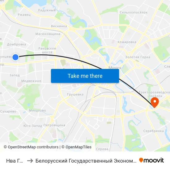 Нва Гранат to Белорусский Государственный Экономический Университет map